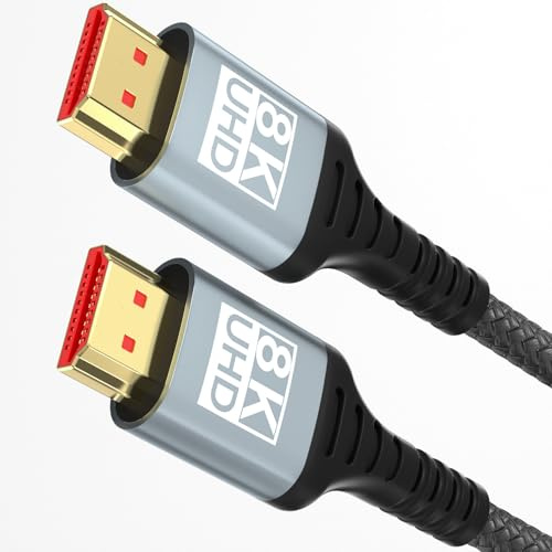 woednx Cable HDMI 2Mètres 10K 8K,Câble HDMI 2.1 Ultra Haute Vitesse 10K 8K@60Hz 4K@120Hz 7680P Supporte HDR10 eARC 3D HDCP 2.2 & 2.3,Compatible avec PS5/4 X-Box HDTV Blu-ray Player/Moniteur/Laptop