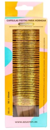 Azucren, Cupcake Förmchen, Muffinförmchen Papier Braun/Gold, für Partys, Geburtstage, Weihnachten, Muffinförmchen Papier Groß 4 X 6,2 cm, 50 Stück, Backofenfest, Leicht zu Entformen