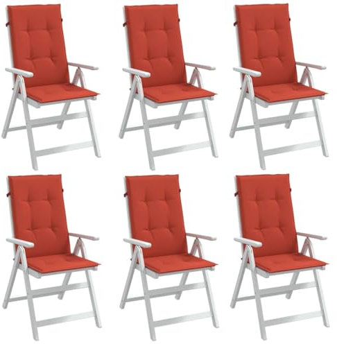 Lauuoeriau Stuhl- und Sofakissen, hohe Rückenlehne, Melange-Rot, 120 x 50 x 4 cm, 6 Stück
