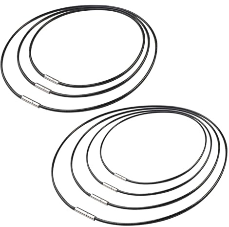 7PCS Leather Necklace Cord with Clasp Mens Necklace for Pendant Wearing | Adjustable Waterproof Chain Cords for DIY Bracelet Jewellery Craft for All Outfits 40/45/50/55/60/70/80cm Black Rope Necklace