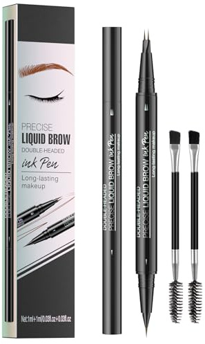 Augenbrauenstift - Wasserfester Microblading Eyebrow Pen 2-in-1 Dual-Ended 3d Augenbrauenstift mit 2 Gabelspitzen für einen natürlichen Look und ein langanhaltendes Ergebnis