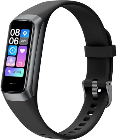 Keep Health Fitness Tracker pour homme et femme Compteur de pas fin 25 modes de sport avec moniteur de fréquence cardiaque et pression artérielle, alarme, chronomètre, minuteur, calories brûlées, IP68