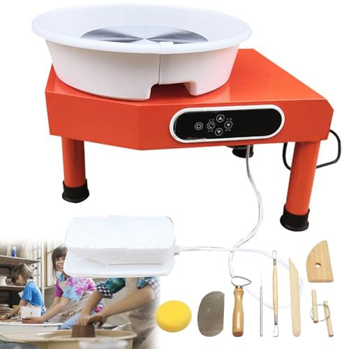 Tornio per Ceramica Elettrica Tornio elettrico per ceramica Tornio elettrico per ceramica da 350 W - Macchina per la formatura della ceramica con pedale e vasca in ABS rimovibile, tornio da