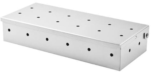 Tutoy Scatola per affumicatore in acciaio inox per barbecue, accessori per affumicare, griglia esterna, scatola per affumicatura trucioli di legno