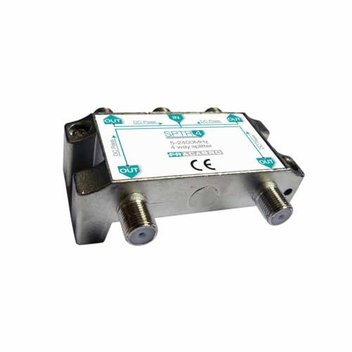 FRACARRO Repartidor Horizontal “Top-Down” de 4 Salidas con Conector F – Terrestre y Satélite (5-2400MHz) – Pack de 10 (SPTR4)