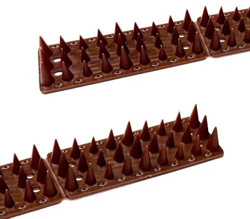 KOKMEYA Pinchos Anti-Pájaros, Repelente de Palomas 3,6m (12 Piezas) - Pinchos para Balcón y Vallas de Jardín, Antipalomas y Ahuyentador de Gatos y Mapaches, Resistente a la Intemperie, Marrón