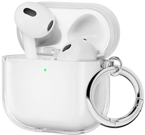 ULAK för Airpods 4-fodral, skyddande AirPod 4 fodral mjuk TPU transparent stöttåligt fodral tillbehör med nyckelring för Airpods 4 [främre LED synlig] – klar
