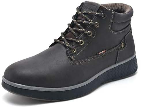 Puxowe Zapatos de invierno para hombre Botas de trabajo antideslizantes y cálidas Botas de ocio con cordones para motociclistas 41 EU Dark Brown
