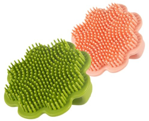 FRCOLOR 2pcs Shampoo Brush Newborn Scalp Massager Silicone Hair Brush for Boys and Girls Boy Girl Bath Care Tool Gentle Cradle Cap Remover