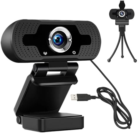 Aivane HD Webcam for PC with Microphone 1080P 30FPS Camera with HD Light Correction, Privacy Cover and Tripod, 78° Wide Angle, USB Webcam for Video Calling and Streaming, Zoom/Skype/Teams/Mac/Youtube