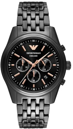 Emporio Armani Herren 43MM Schwarze Keramikuhr, AR70015