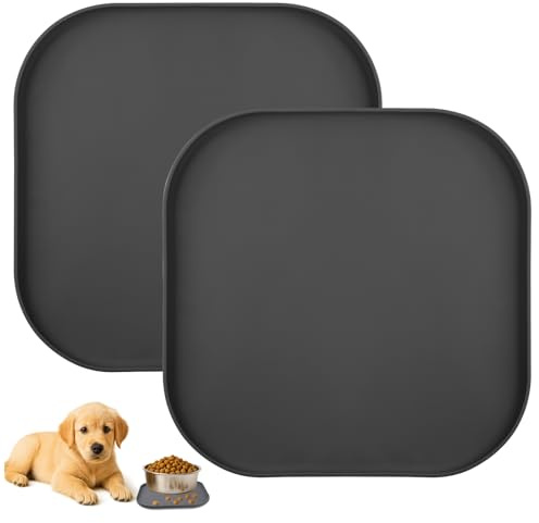 2 Stück Napfunterlage Hund, 26cm x 26cm rutschfest Futtermatte Katzen