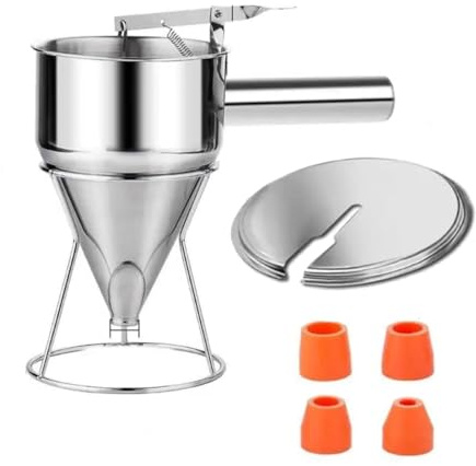 Btgghytr Professioneller Teigtrichter mit manueller Kontrolle, 1200 l, mit abnehmbarem Ständer, ideal für Bäckereien, Häuser, Küche, Backzubehör, rostfreier Stahl, Teigtrichter für Gebäck