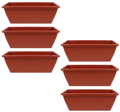 TOYANDONA Vasi Rettangolari Plastica 6 Pezzi per Giardino e Balcone Fori Drenanti, Dimensioni 43X18,5X13 CM, per Fioriere e Ortaggi Esterni