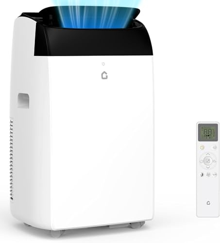 Climatiseur Mobile 12000 BTU, a++ Faible Consommation, Gaz R290 écologique, 4‑En‑1 Climatiseur Mobile Sans Unité Extérieure, Refroidissement, Déshumidification, Ventilation, Fonction Follow‑Me