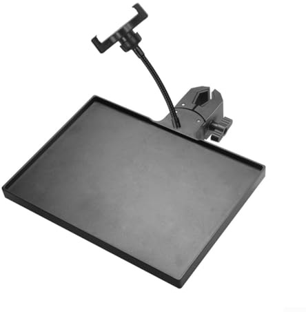 Vassoio per schede audio con clip per telefono per asta microfonica tubi da 1,5 a 4,85 cm, adatto per staffe per treppiede e organizzare piccoli accessori (nero)