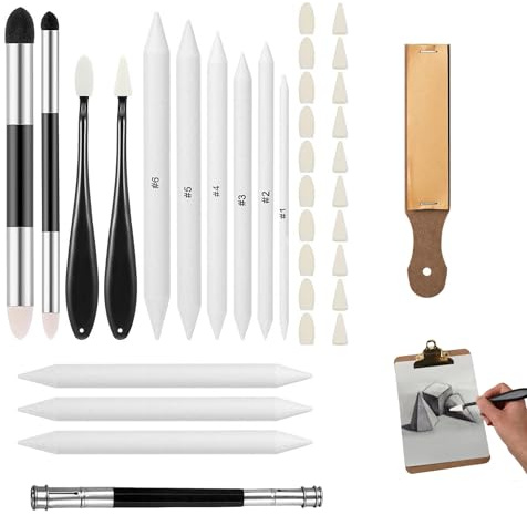 Lobaake 32 Stück Blending Stumps Papierwischer Zeichenwischer Set | Papier, Schwamm, ABS; Skizzen, Kohle, Pastell; Künstler, Hobby; 32 Teile, Feine Übergänge