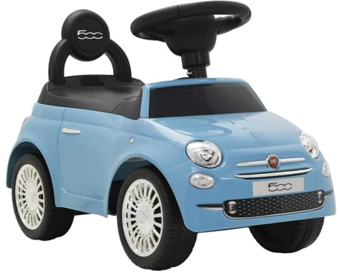 LoogCape Aufsitzauto Fiat 500 Blau Kinderauto mit Stauraum für Kleinkinder ab 12 Monaten, Rutschauto, Schiebauto, Tretauto, Kippsicher, leise Flüsterreifen, für Indoor und Outdoor, Geschenk