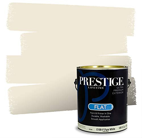 PRESTIGE Paints Exterior Paint and Primer In One, 1-Gallon, Flat, Comparable Match of Benjamin Moore* Navajo White*