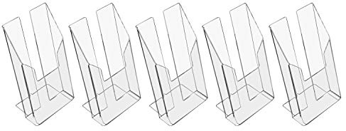 HMF 46960 Acryl Prospekthalter | 5 Stück | DIN A6 Hochformat | Glasklar