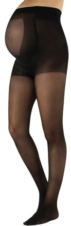 CALZITALY Collant de Maternité de Maintien 8 mm/Hg | Collants Voile de Soutien Grossesse | Noir, Naturel | S, M, L, XL | 20 DEN | Made in Italy (L, Noir)
