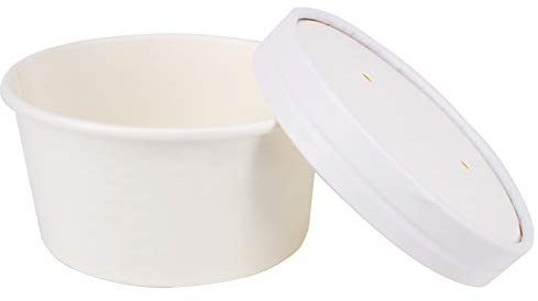 Belinlen 50 SET 6 OZ Disposable White Ice Cream Cups with Lids Medium Hot and Cold To Go Cups Paper Cup Takeout Food Container