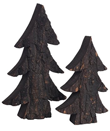 Unbekannt Deko Baum Mini Tannenbaum Holz Tanne mit Rinde Eiche Schwarz | versch. Grössen (35)