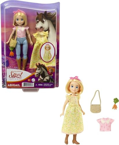 Dreamworks Spirit GXF19 – Spirit – fri och otämjd modern kul Abigail docka (18 cm), 2 fashionabla kläder och tillbehör, 7 rörliga leder, fantastisk gåva för barn från 3 år