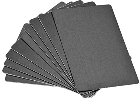 sourcing map En Blanco Metal Tarjeta 66x45x0,5mm Anodizado Aluminio Placa para Bricolaje Impresión Grabado Negro 10 Piezas