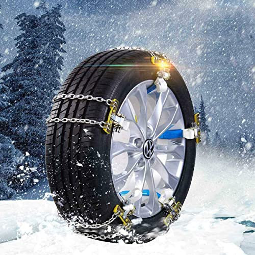 Riloer 10 st halkfria snökedjor – justerbar dragkraft nödsituation bil snö vinterdäck, radiell kedja för däck bredd 235–285 mm, stor storlek