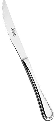 Salvinelli CPFQU Lot de 12 couteaux à pizza forgés en acier inoxydable, extrémité miroir, épaisseur 2,5 mm, longueur 230 mm