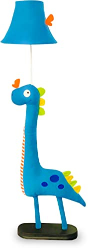 HERBESTBAY Kids Floor Lamp, Blue Dinosaur Design 50 Inch Modern Floor Lamp for Bedroom, Hand-Stitched Toy Standing Lamp for Living Room, Package Come with an E26 LED Bulb