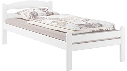 Erst-Holz®Weißes Einzelbett Buche massiv 80x200 Bettgestell und wählbare Ausstattung V-60.45-08Wohne Zubehör