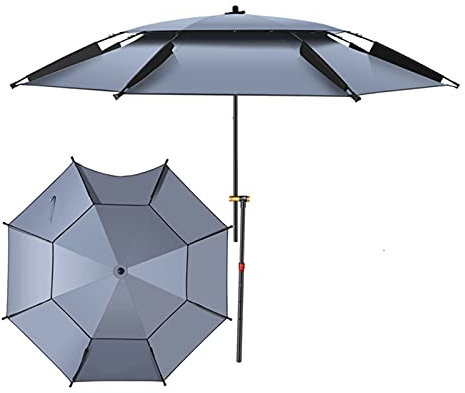 Refue Parasol Réglable pour Plage Parasol Pliable Portable Anti-UV Etanche à la Pluie avec Manchon de Sol Sac de Transport ø 2/2.2/2.4 Mètre (Size : 240cm/7.8ft.)