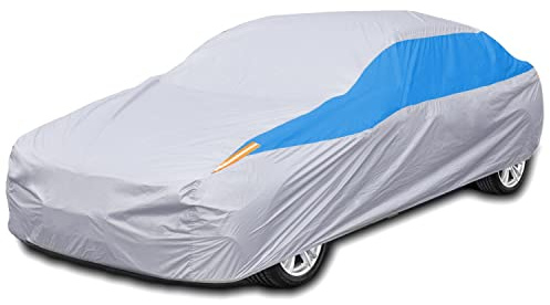 FSGRICH Funda para Coche Exterior del Coche Impermeable Cubierta Coche,Anti-UV Transpirable Resistente al Polvo Lluvia Rasguño Nieve al Aire Libre (Plata, 470x185x160cm)