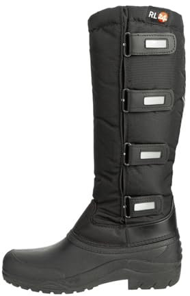 RL24 - Kinder & Damen Thermostiefel Classic schwarz | wasserdichte Winterstiefel | mit Klettverschlüssen für verstellbare Wadenbreite | gefütterte Schneestiefel | Reitstiefel in Größe 39