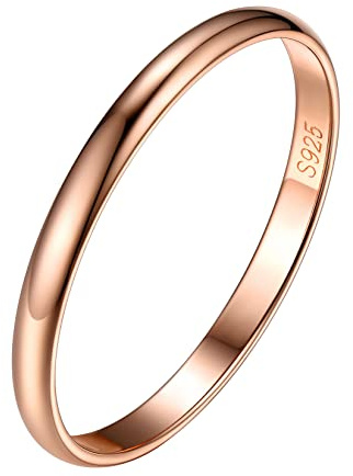 Silvora 925 Silber Damen Ring 2mm/3mm/5mm breit Personalisierter Fingerring mit Gravur Schlichter Verlobungsring Ehering Hochzeitsring in Silber/Rosegold/Schwarz Ringgröße 46.8(14.8)- 67.2(21.25)