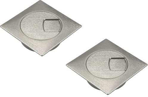 Gedotec Pasacables de Escritorio de plástico ABS Estable, 2 Unidades de pasacables Cuadrados de 80 mm, Plaza | Caja de Cables Plateada, guía Cables Rectangular para presionar | Canal Cable Escritorio