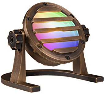 VOLT 12V IP68 Cold Forged Brass (Bronze) RGBW Color Changing LED Underwater Light with Grated Top & Remote Control for Low Voltage Outdoor Lighting