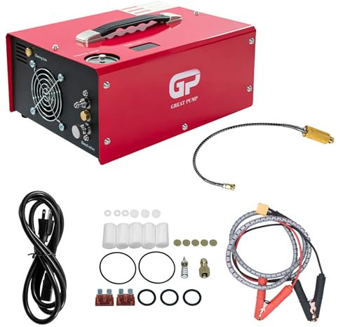 TUXING 300Bar 4500PSI PCP Air Compressor, Oil/Water-Free, Set-Pressure Electric Air Compressor for Paintball Diving Tank Air Rifles Pistol Filling, Powered by Home 220V AC or Car 12V DC