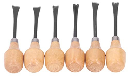 Holzschnitzmeißel Set, 6-stückiges Messer Set aus Buche und Stahl für Feinschliff, Holzschnitzerei, Drechslerarbeiten und Kreativ-Projekte