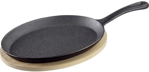 Westmark Poêle en fonte Tapas + Friends - Poêle en fonte tous feux dont induction et grill - Poêle en fonte avec dessous en bambou - Fer 500 ml