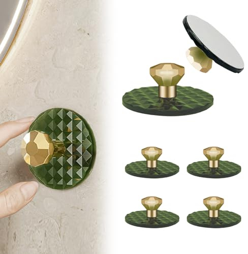 Elistonie Lot de 6 Boutons autocollants Boutons adhésifs en acrylique pour armoires de portes en miroir Plastique Poignée sans perçage de tiroirs tirage pour Portes coulissantes en verre (Vert,B)