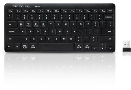 Bnnwa Kabellose BluetoothTastatur, Bluetooth + 2,4 G Dual ModusTastatur, klein, tragbar, Externe kabellose Tastatur für Android-Tablet, Windows Surface,(Grey)