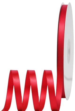 Dünnes rotes Band, 0,6 cm, Satinbänder zum Verpacken von Geschenken, 91 m langes Geschenkband, Ballonband, Kuchenband, Seide, dickes Band, rot, für Basteln, Weihnachten, Hochzeit, Haarschleifen,