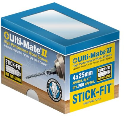 Ulti-Mate Woodcrews - Bright Zinc Plated - 4.0 x 25mm - Box of 200