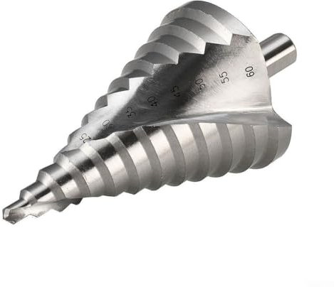 Punta da trapano multifunzione a spirale, design unico a scala, 12 gradini 6 60 mm, acciaio ad alta velocità, argento, smussatura sbavatura foro aperto