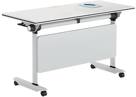 YVYKFZD Klappbarer Besprechungstisch, mobiler Konferenztisch mit Klappplatte, rollbarer Seminar Schreibtisch Klapptisch mit Feststellrollen, weißer rechteckiger Meetingtisch Mehrzwecktisch(1PCS,47.2x