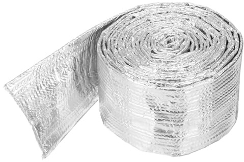 QUARKZMAN Guaina Termica in Alluminio 1 3/8 ID x 10.5Ft Guaina Termica in Alluminio Metallizzato in Fibre di Vetro per Cavi di Alimentazione Cavi Cablaggio Elettrico