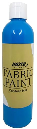 Nazca Colors Pintura Textil Azul 250ml – Pintura para Tela y Cuero Permanente ideal para Pintar Ropa, Camisetas, Jeans, Bolsas, Zapatillas de Tela y Piel – Gran Capacidad de Cobertura